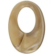 Pendentif ovale évidé en résine translucide 33x23 mm - Marbré marron clair x1