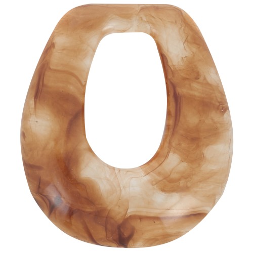 Pendentif goutte évidée en résine translucide 28x25 mm - Marbré Ambre x1