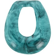 Pendentif goutte évidée en résine translucide 28x25 mm - Marbré Vert Turquoise x1|raw }}