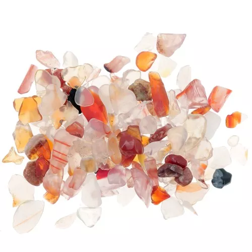 Sachet de mini pierres roulées teintées - éclats non percées - Cornaline x20g