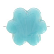 Perle fleur 17 mm en verre - Marbré Bleu x1|raw }}