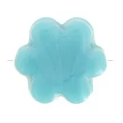 Perle fleur 17 mm en verre - Marbré Bleu x1