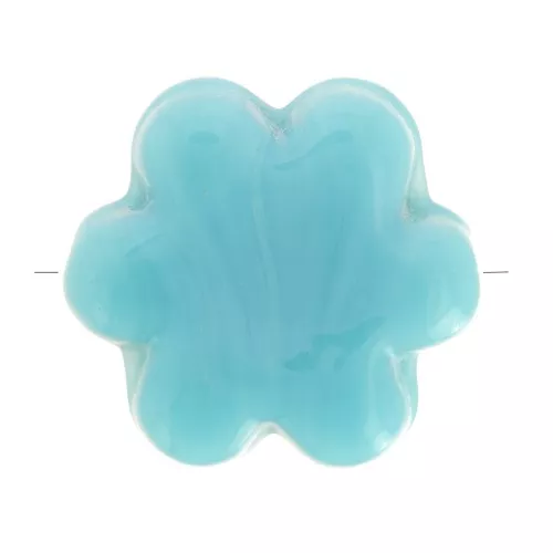 Perle fleur 17 mm en verre - Marbré Bleu x1
