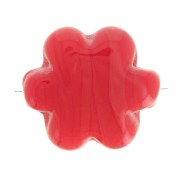 Perle fleur 17 mm en verre - Marbré Rouge x1
