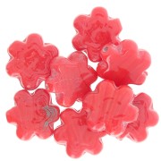 Perle fleur 17 mm en verre - Marbré Rouge x1