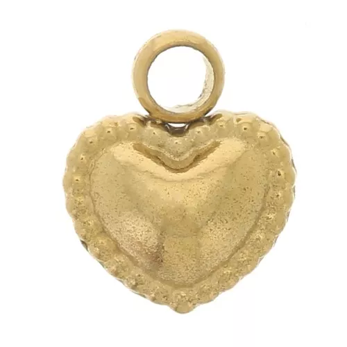 Breloque coeur travaillé 6x5 mm - Acier inoxydable 304L - Doré x1
