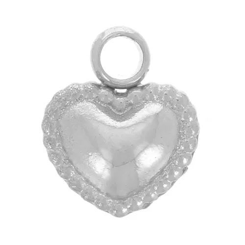 Breloque coeur travaillé 6x5 mm - Acier inoxydable 304L x1