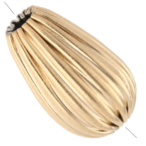 Perle goutte striée 9.5x6 mm - Acier inoxydable 304 Doré x1