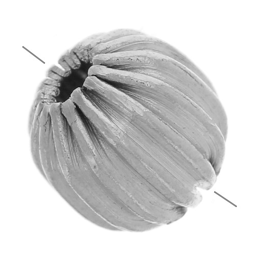 Perle ronde striée 6 mm - Acier inoxydable 316L x1