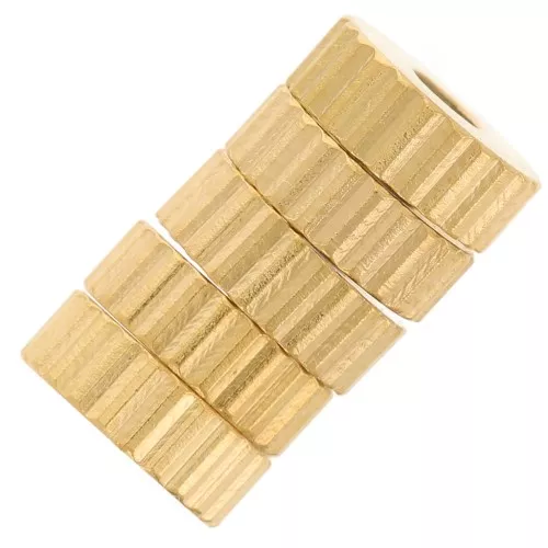 Perles rondelles striées 6 mm - Acier inoxydable 316L Doré x5