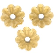 Perles rondelles fleurs 6 mm - Acier inoxydable 316L Doré x4