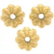 Perles rondelles fleurs 6 mm - Acier inoxydable 316L Doré x5