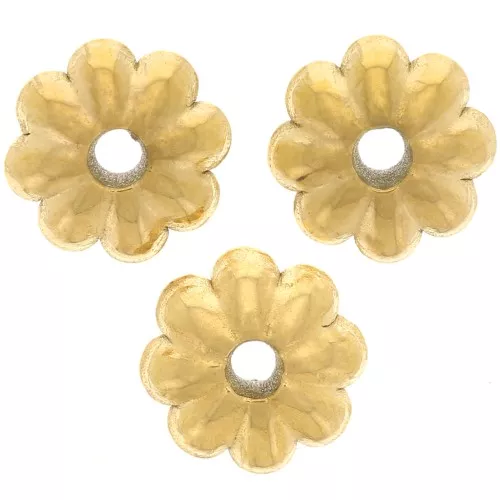 Perles rondelles fleurs 6 mm - Acier inoxydable 316L Doré x5