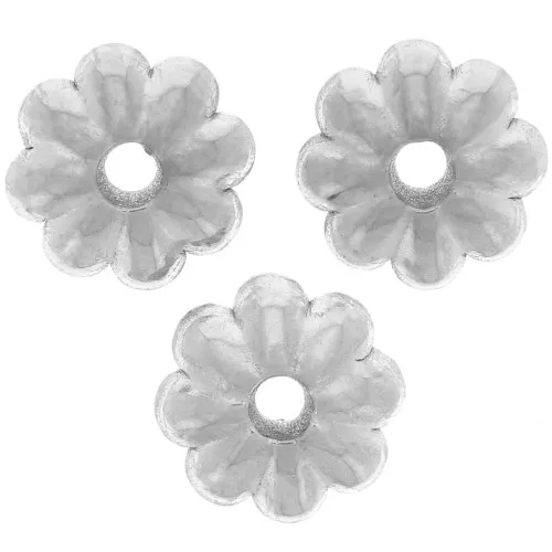 Perles rondelles fleurs 6 mm - Acier inoxydable 316L x4