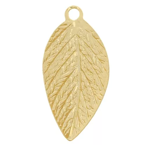 Breloques feuilles 15x7.5 mm - Doré x10