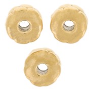 Perles rondelles travaillées 5 mm - Acier inoxydable 304L Doré x4