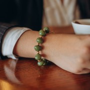 Perles rondes aplaties striées 5 mm - Acier inoxydable 316L Doré x5