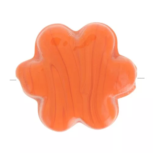 Perle fleur 17 mm en verre - Marbré Orange x1