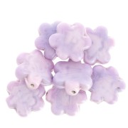 Perle fleur 17 mm en verre - Marbré Lilas x1