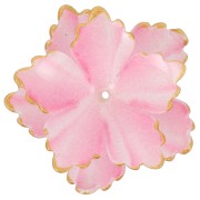 Pendentif Fleur 31 mm double pétales avec bordure dorée en Acrylique - Rose x1