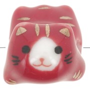 Perle chat en céramique 11x16 mm Rouge x1|raw }}