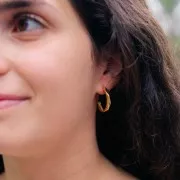 Créoles texturées 23 mm - Acier inoxydable 304L Doré x2