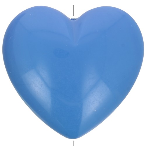 Perle coeur 26x27 mm en résine opaque - Bleu x1