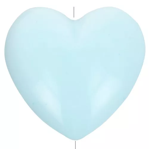 Perle coeur 26x27 mm en résine opaque - Bleu pastel x1