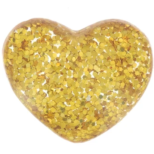 Cabochon coeur en résine transparente 14x16 mm - Pailleté doré x1