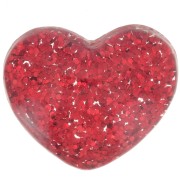 Cabochon coeur en résine transparente 14x16 mm - Pailleté rouge x1