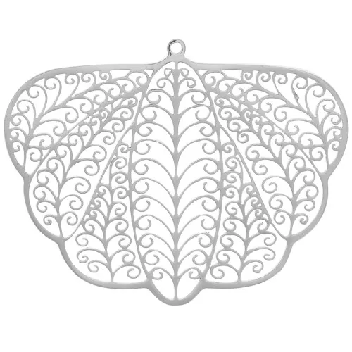 Pendentifs papillon effet filigrané 32x41 mm - Acier inoxydable 316L x2