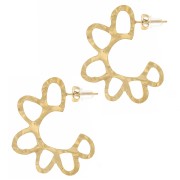 Créoles ouvertes martelées demi soleil - 32 mm - Acier inoxydable 316L Doré x2|raw }}