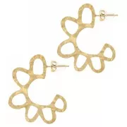 Créoles ouvertes martelées demi soleil - 32 mm - Acier inoxydable 316L Doré x2