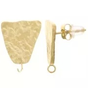 Clous d'oreilles trapèzes martelés - 17x13 mm - Acier inoxydable 316L Doré x2