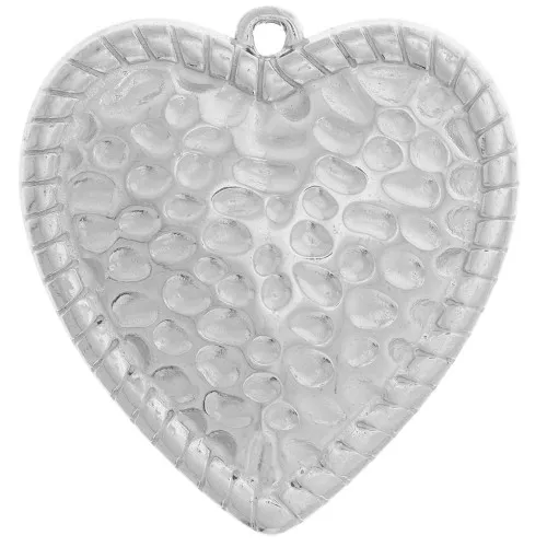 Pendentifs coeurs bombés martelés 27x26 mm - Acier inoxydable 304L x2
