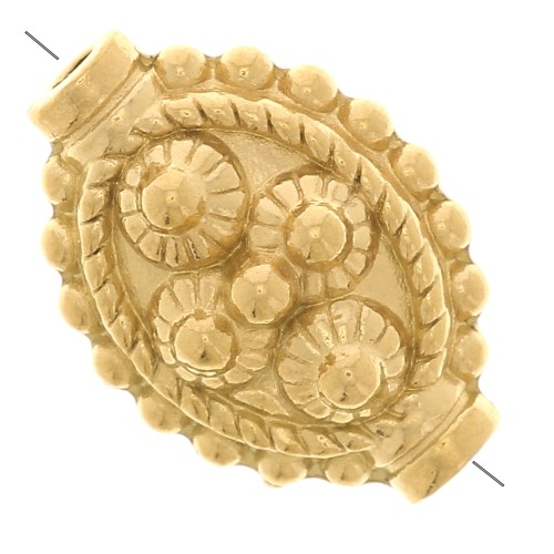 Perle ovale ethnique travaillé - 10x14 mm - Acier inoxydable 316L Doré x1