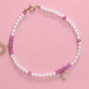 Breloque lune 10x6 mm - oxydes de zirconium - Acier inoxydable 304L - Doré x1