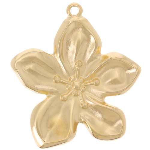 Pendentif fleur 40x37 mm - Doré à l'or fin x1