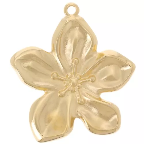 Pendentif fleur 40x37 mm - Doré à l'or fin x1