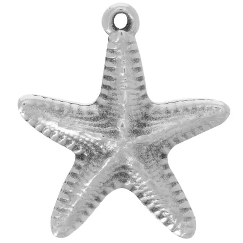 Breloque étoile de mer 19x17 mm Placage Argent fin vieilli x1