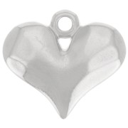 Pendentif coeur bombé martelé 14x16 mm - Placage argent fin x1