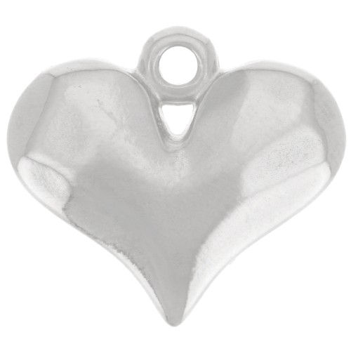 Pendentif coeur bombé martelé 14x16 mm - Placage argent fin x1