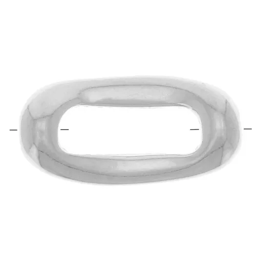 Perle rectangle évidee 13x6.5 mm - Placage argent fin x1