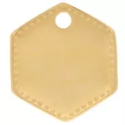 Breloque hexagonale 13x12 mm - Doré à l'or fin x1