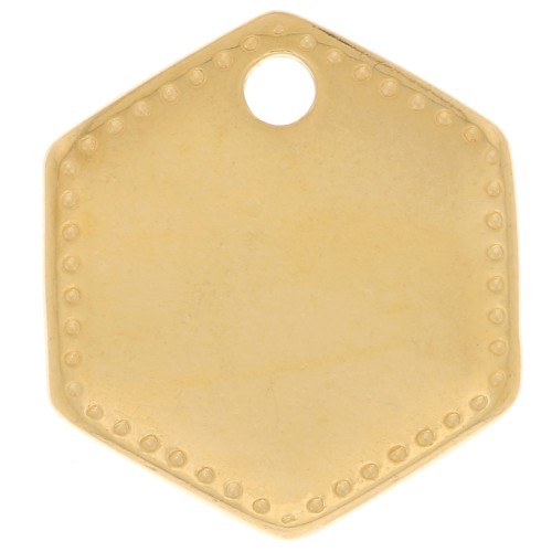 Breloque hexagonale 13x12 mm - Doré à l'or fin x1