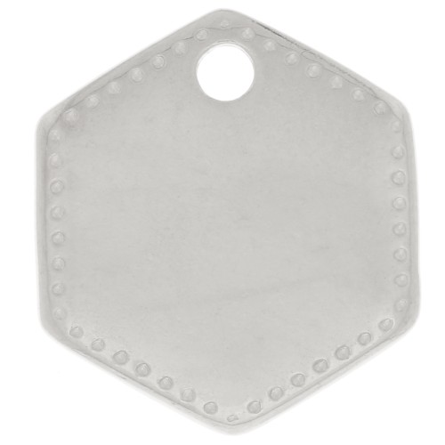 Breloque hexagonale 13x12 mm - Placage argent fin x1