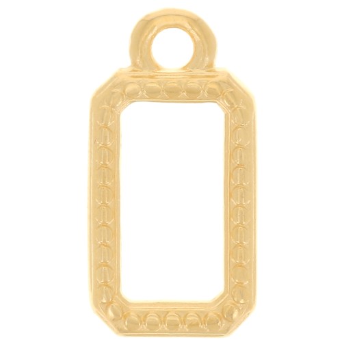 Breloque rectangle évidé 14x7 mm - Doré à l'or fin x1