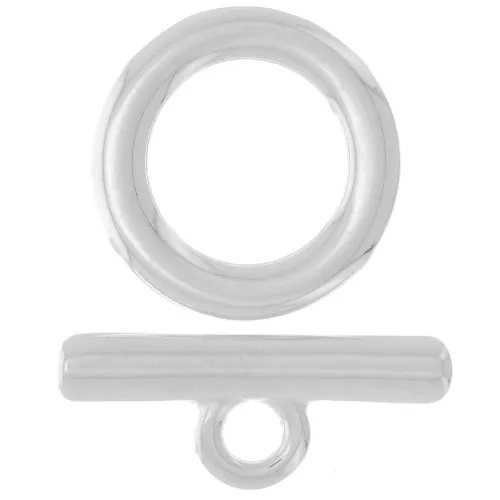 Fermoir en T pour bracelet ou collier - 25 mm - Plaqué argent x1