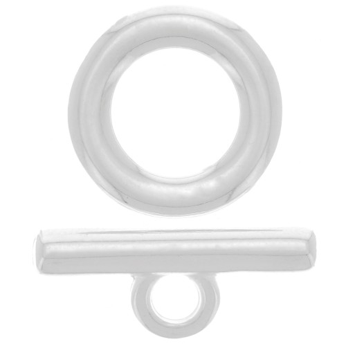 Fermoir en T pour bracelet ou collier - 15 mm - Plaqué argent x1