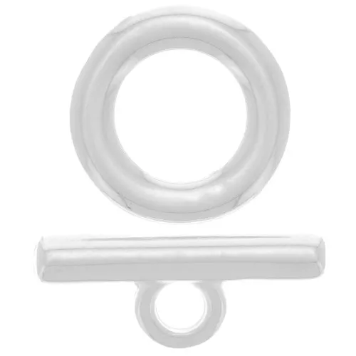 Fermoir en T pour bracelet ou collier - 15 mm - Plaqué argent x1